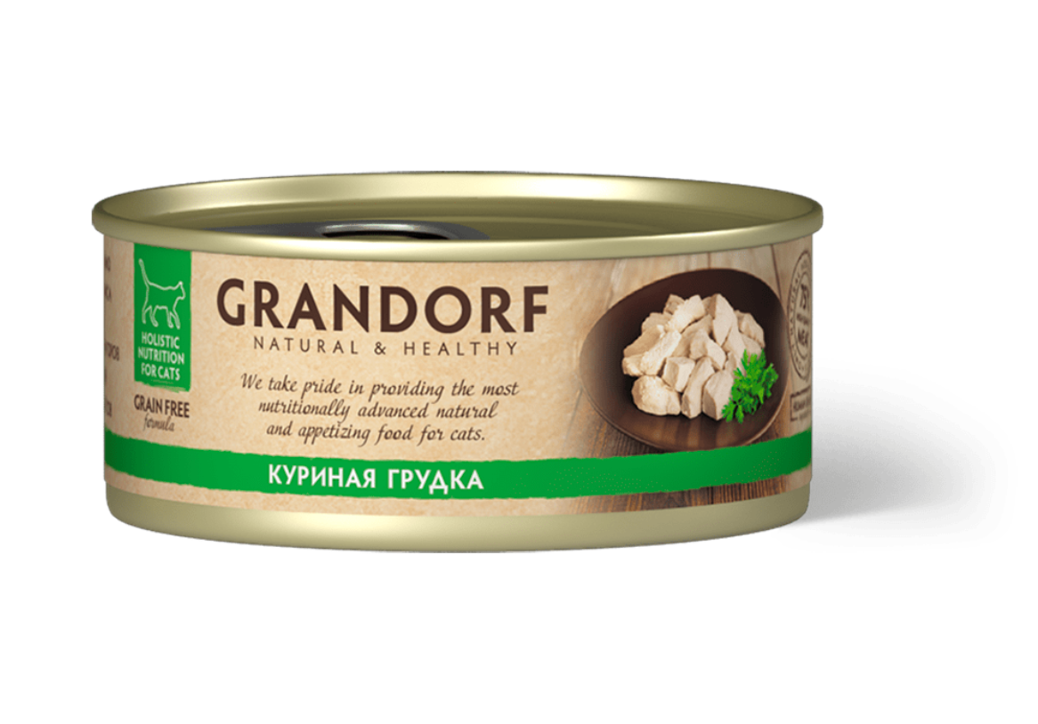 Grandorf для кошек > КУРИНАЯ ГРУДКА ДЛЯ ВЗРОСЛЫХ КОШЕК GRAIN FREE 70г  купить в интернет-магазине