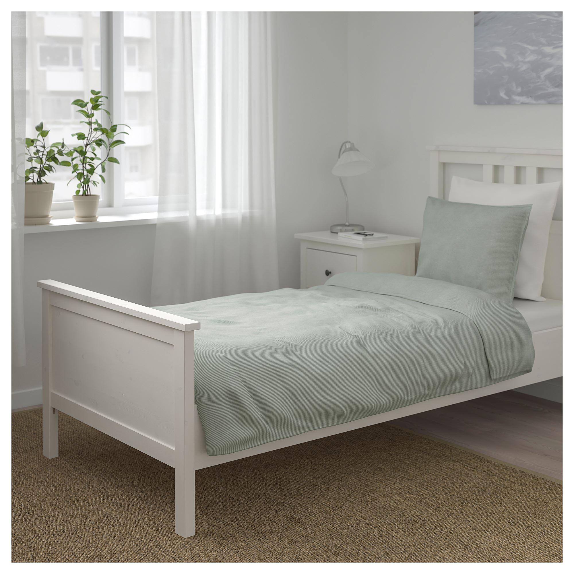 BERGPALM IKEA Yorğan və yastıq üzü, yaşıl/zolaq, 150x200/50x60 sm