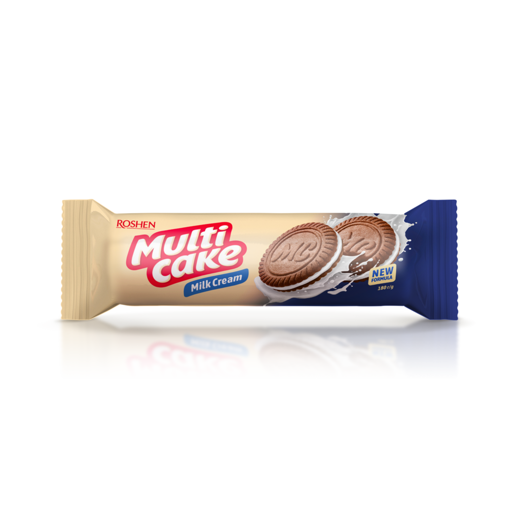 BISCUITI ROSHEN Multicake  cu umplutura de lapte 180g / 28 buc