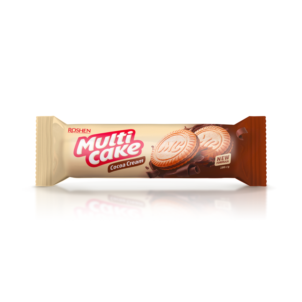 BISCUITI ROSHEN Multicake  cu umplutura de cacao 180g / 28 buc
