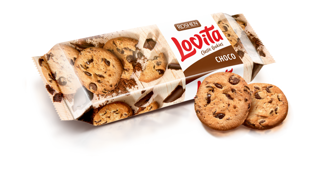 BISCUITI ROSHEN Lovita Classic cu buc. de glazura 150g / 16 buc