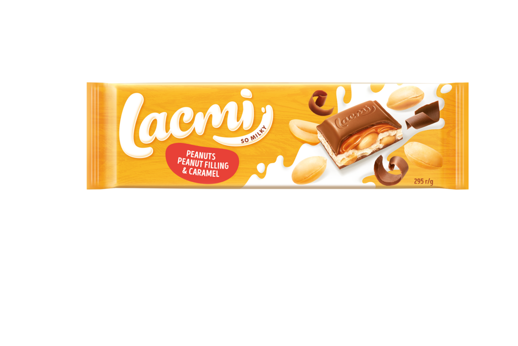 CIOCOLATA ROSHEN Lacmi lapte cu alune si umplutura de caramel-arahide 295 g /12 buc