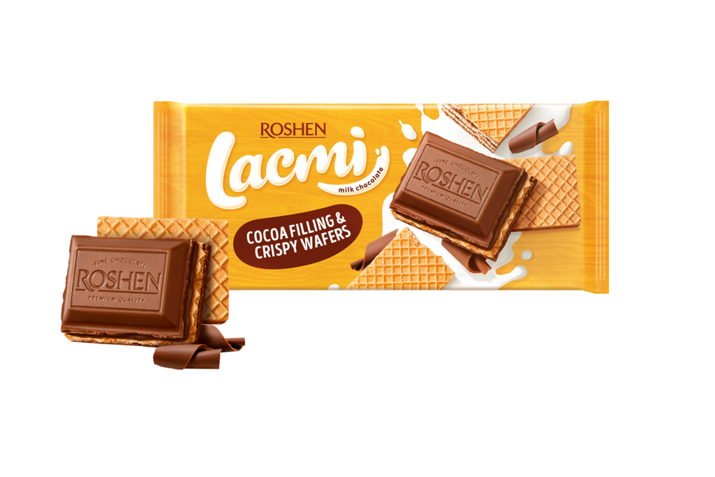 CIOCOLATA ROSHEN Lacmi lapte cu umplutura de lapte si vafe   90g / 18buc