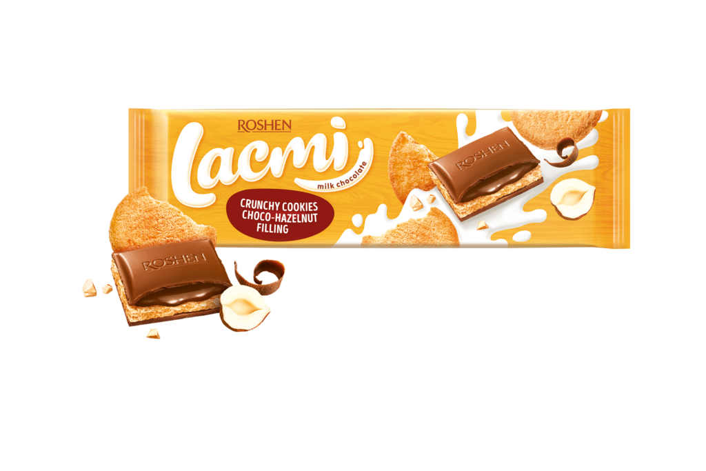 CIOCOLATA ROSHEN Lacmi lapte cu umplutura cu ciocolata-nuci  si biscuiti ВКФ 290г /12buc