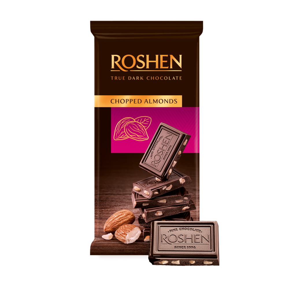 CIOCOLATA ROSHEN neagra cu migdale sarate 85g / 35 buc