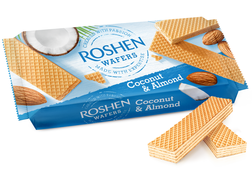 NAPOLITANE ROSHEN Wafers cu nuca de cocos si migdale 216g / 16  buc