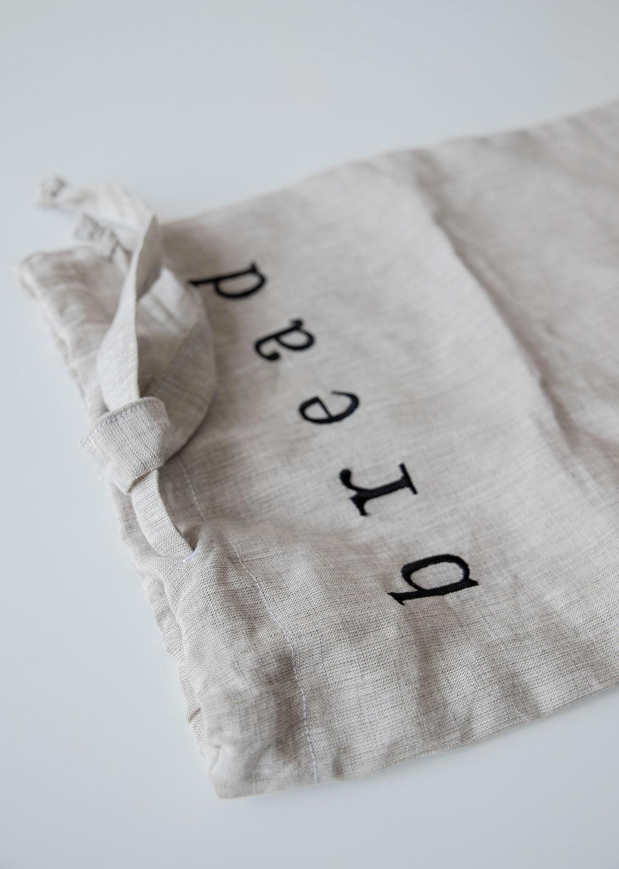 Linen eco-bag made with embroidery for storing pastries, cereals, nuts and more