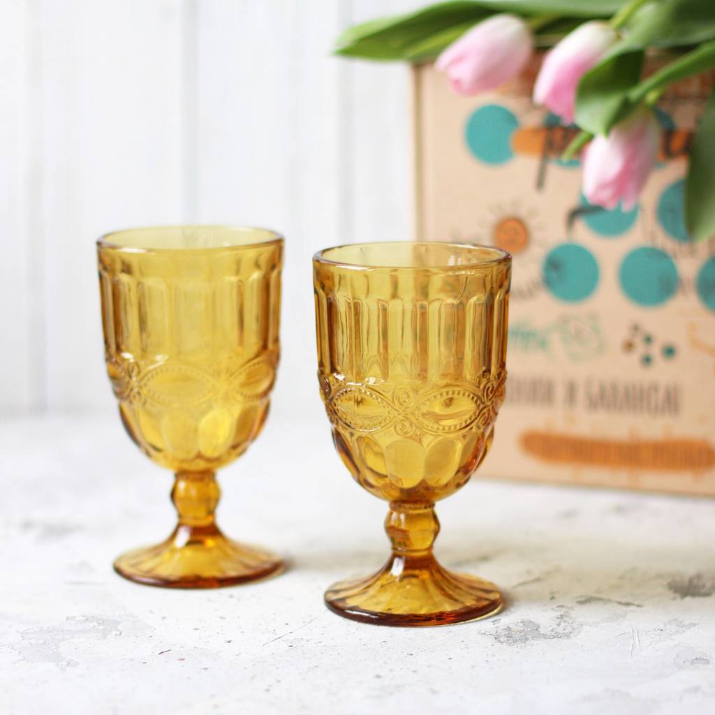 Бокалы 220 мл, янтарные, 4 штуки