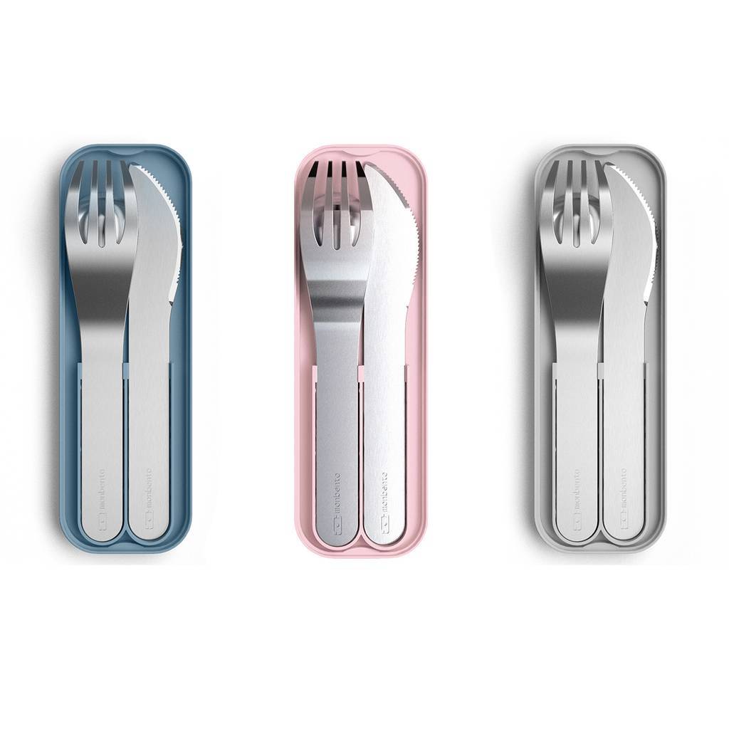 Набор из 3 столовых приборов в футляре Monbento Pocket Steel, цвета в ассорт.