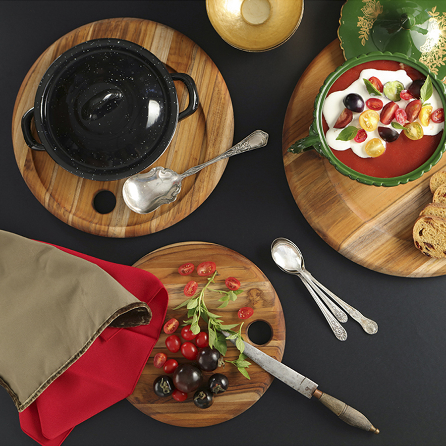 Набор из 3 круглых сервировочных досок TEAKHAUS Specialty