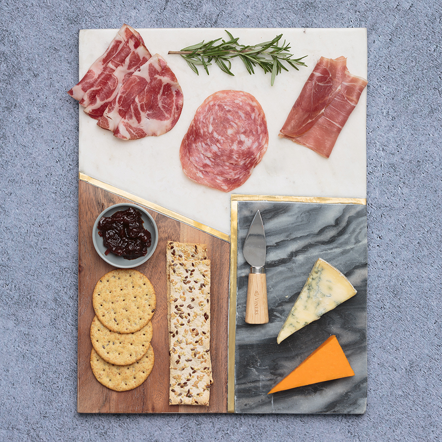 Доска сервировочная из мрамора, камня и акации Typhoon Elements 40х30 см