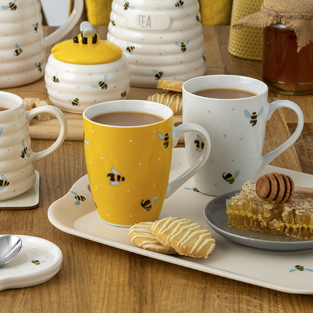 Кружка керамическая P&K "Sweet Bee" 380 мл, желтая/белая