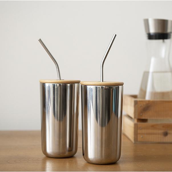 Термостакан стальной с трубочкой, 520 мл