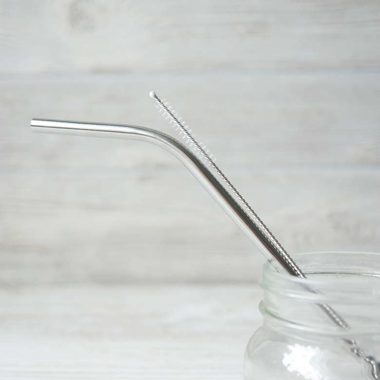 Трубочка металлическая + Ершик для трубочки