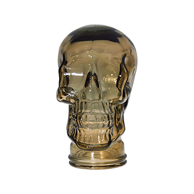 Череп стеклянный, коричневый
