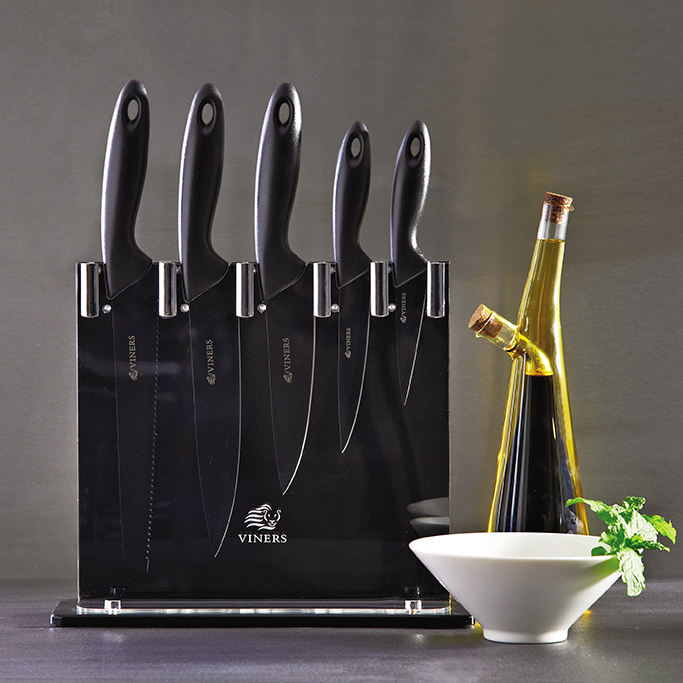 Набор из 6 ножей и подставки Silhouette чёрный