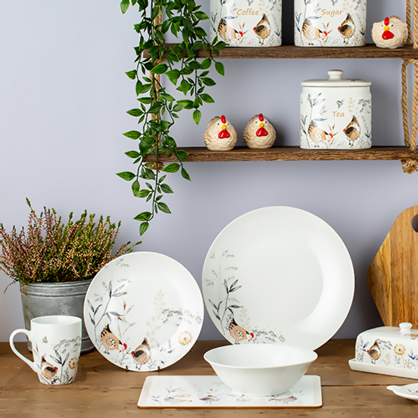 Тарелки обеденные фарфоровые P&K Country Hens