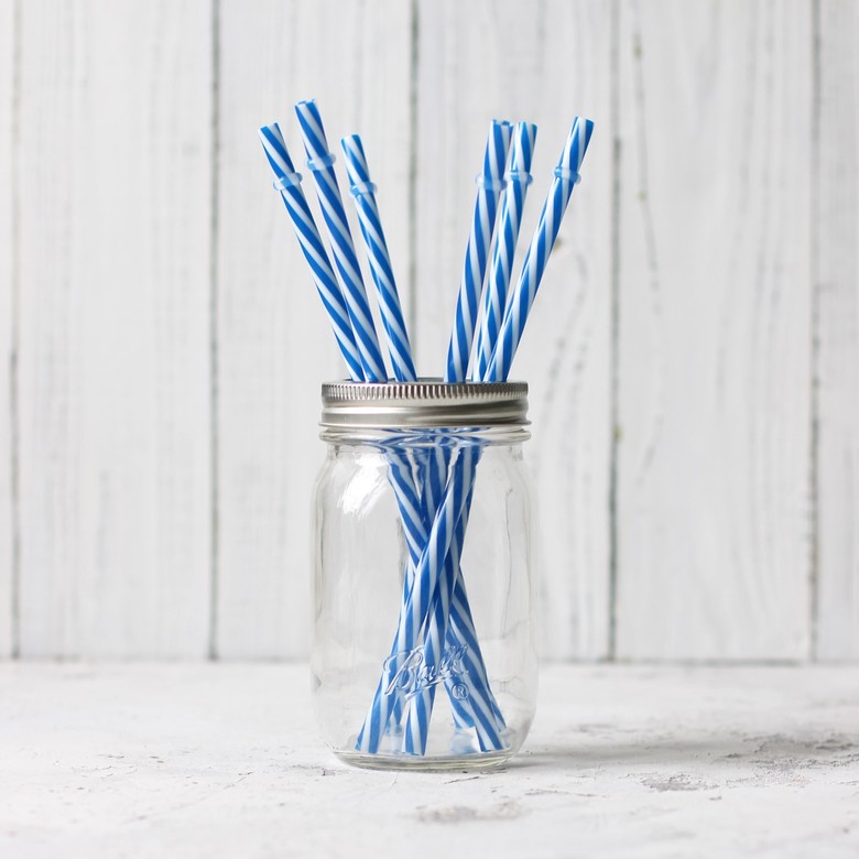 Трубочка пластиковая многоразовая, синяя