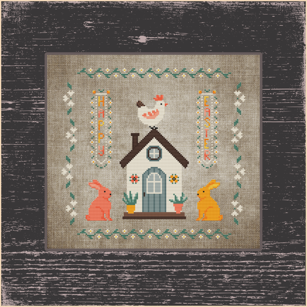 Примітив «Будиночок Щасливого Великодня». Схема вишивки хрестом