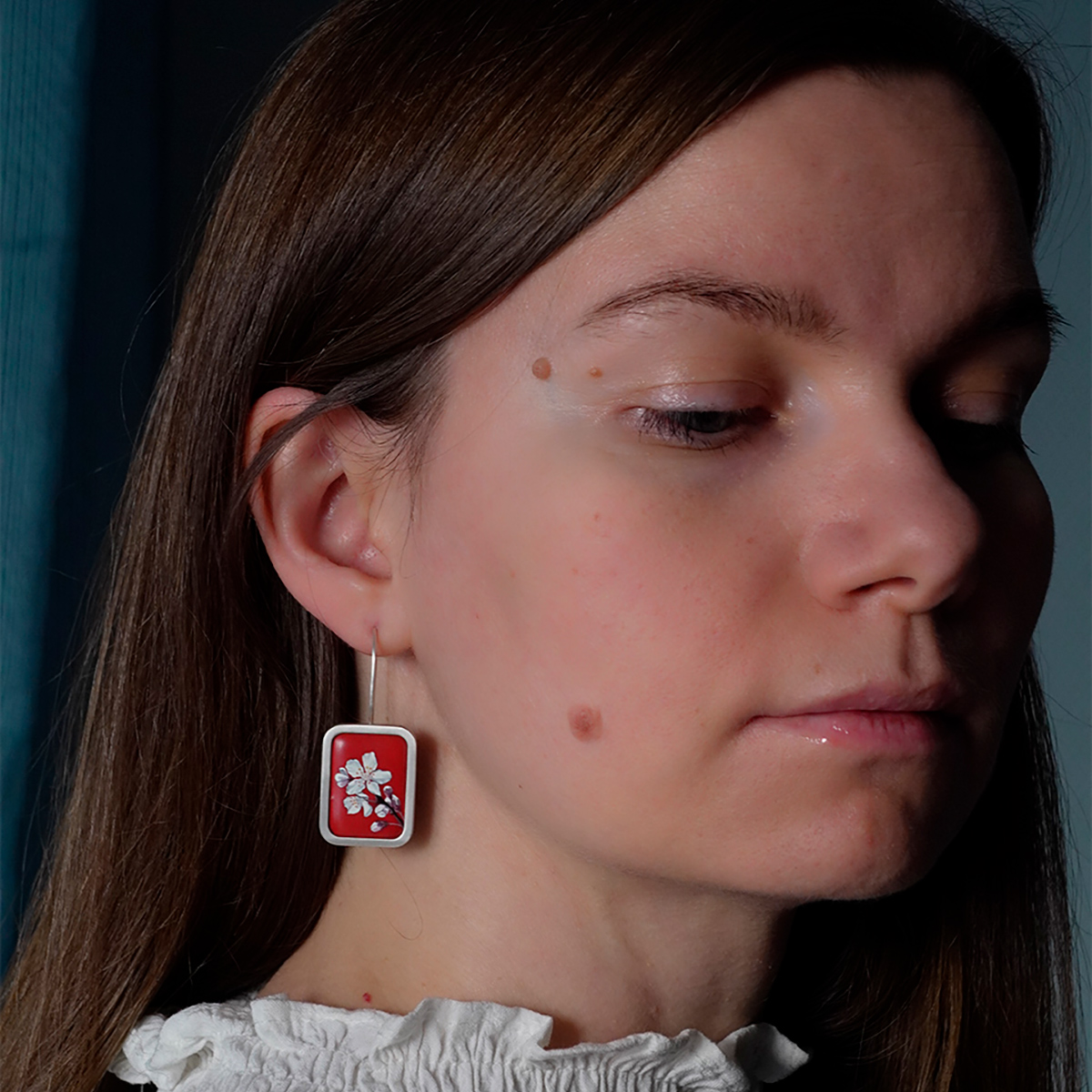 Серьги с горячей эмалью ЦВЕТУЩАЯ СЛИВА на заказ