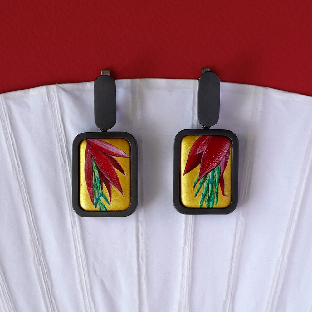 Серьги с горячей эмалью БИЛЬБЕРГИЯ