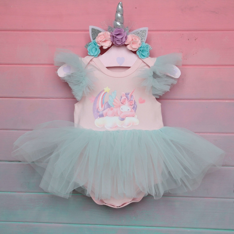 Платье-боди розовый "Пони"