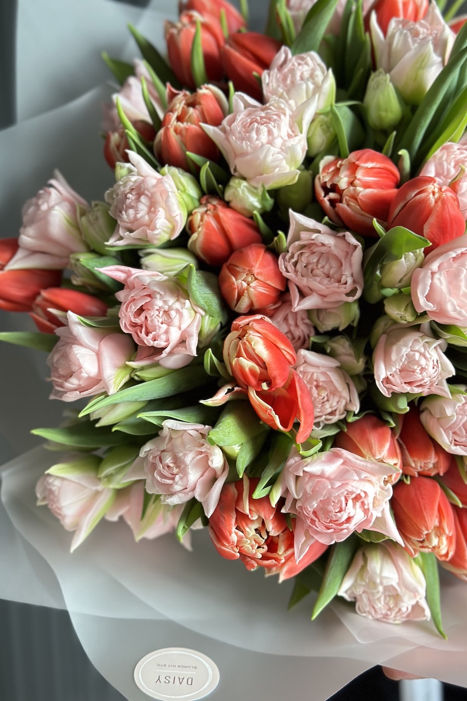 Daisy Duo Strauß "Tulpen Pink-Rot"