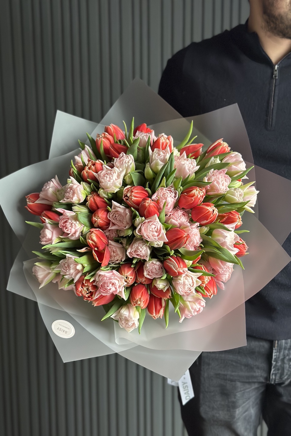 Daisy Duo Strauß "Tulpen Pink-Rot"