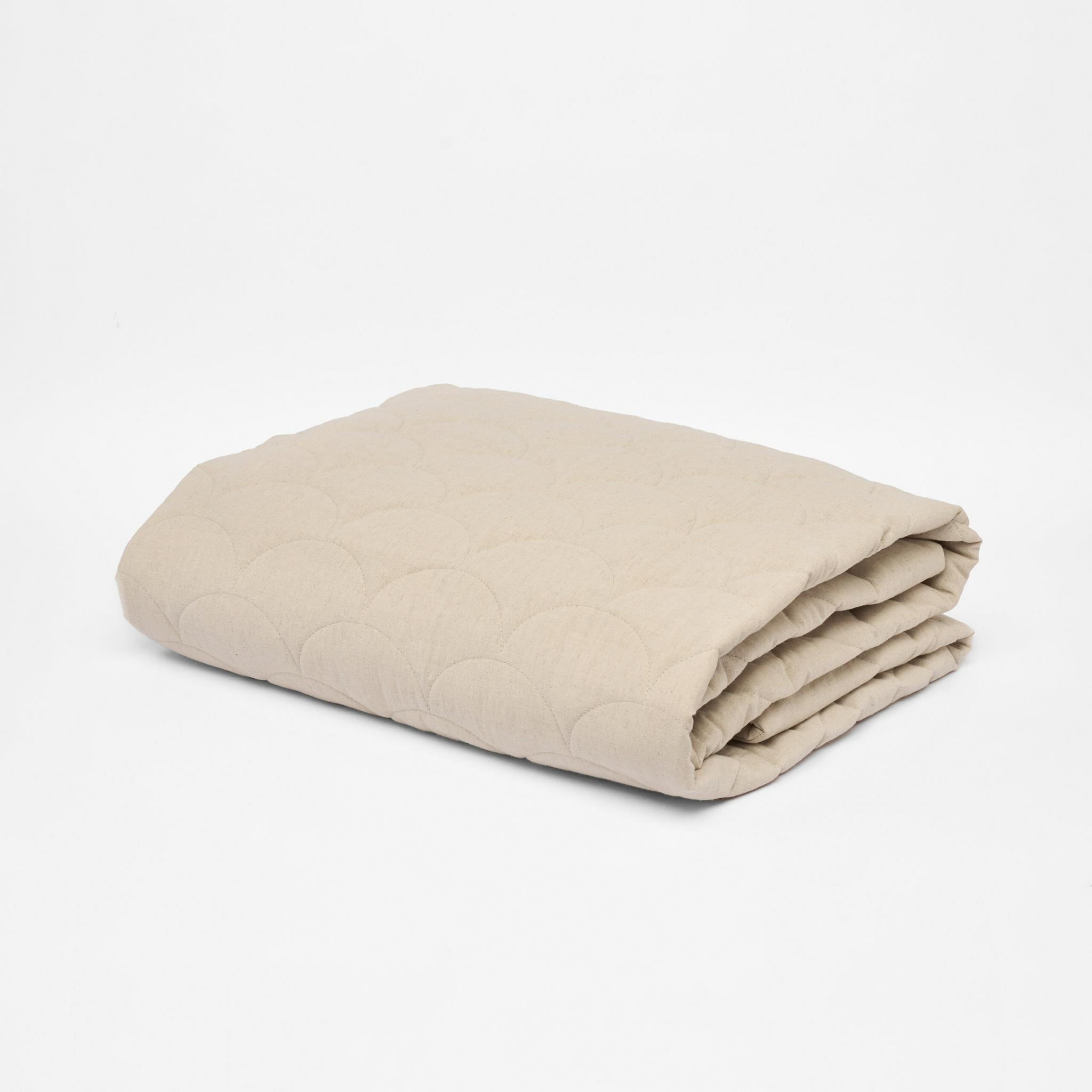 LINEN NATURE, покрывало на кровать стеганое льняное, цвет натуральный бежевый