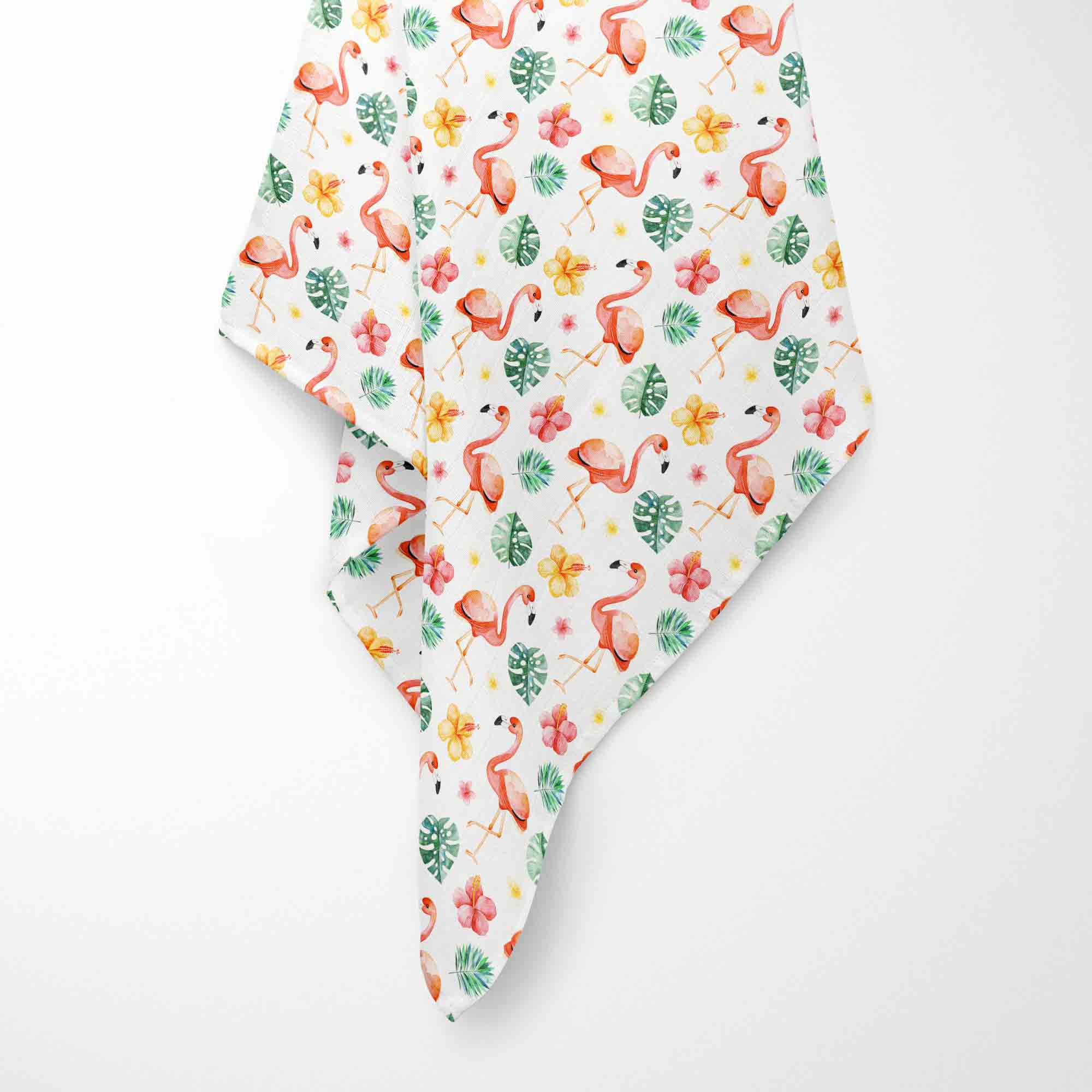 Муслиновая пеленка. Принт:Flowers Flamingo