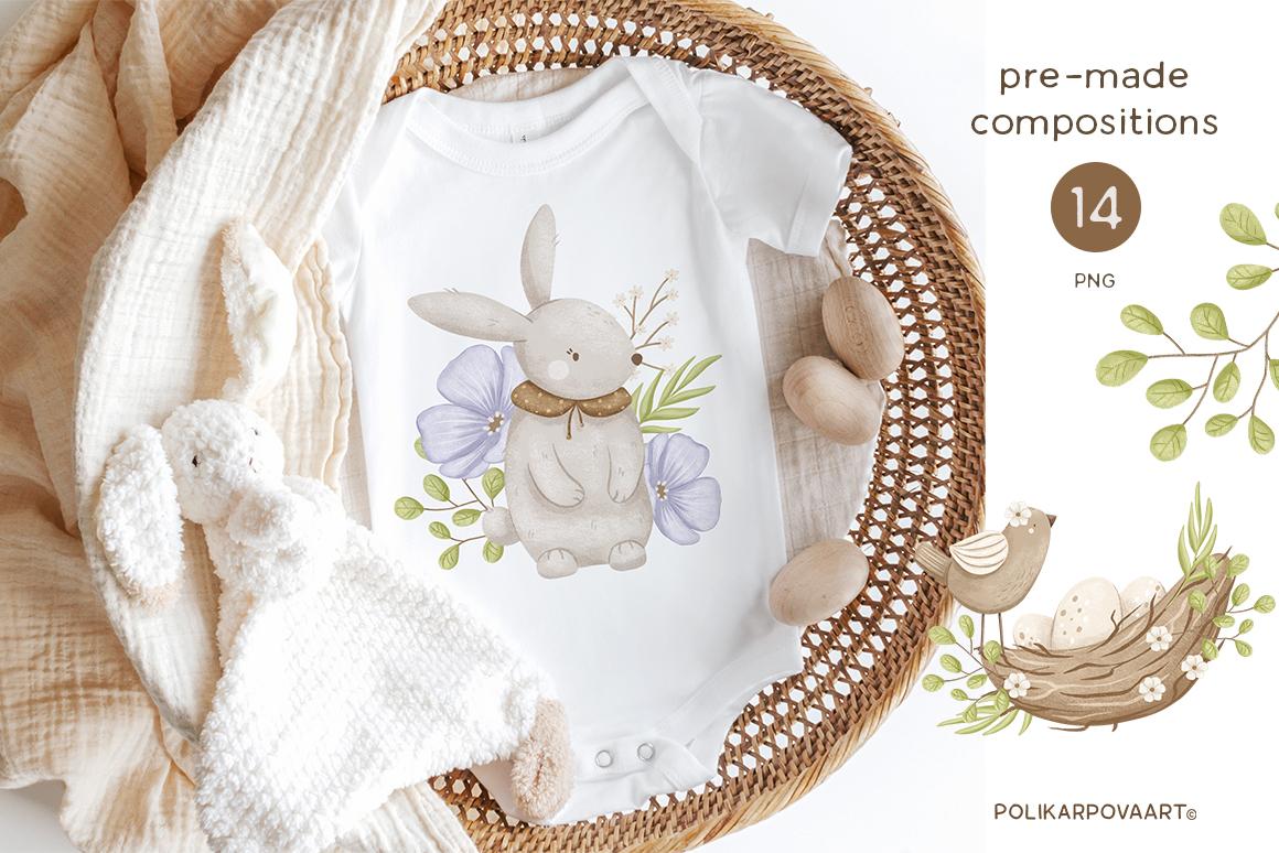 Collection "Spring time" - children's illustrations and patterns, flower bouquets and wreaths
