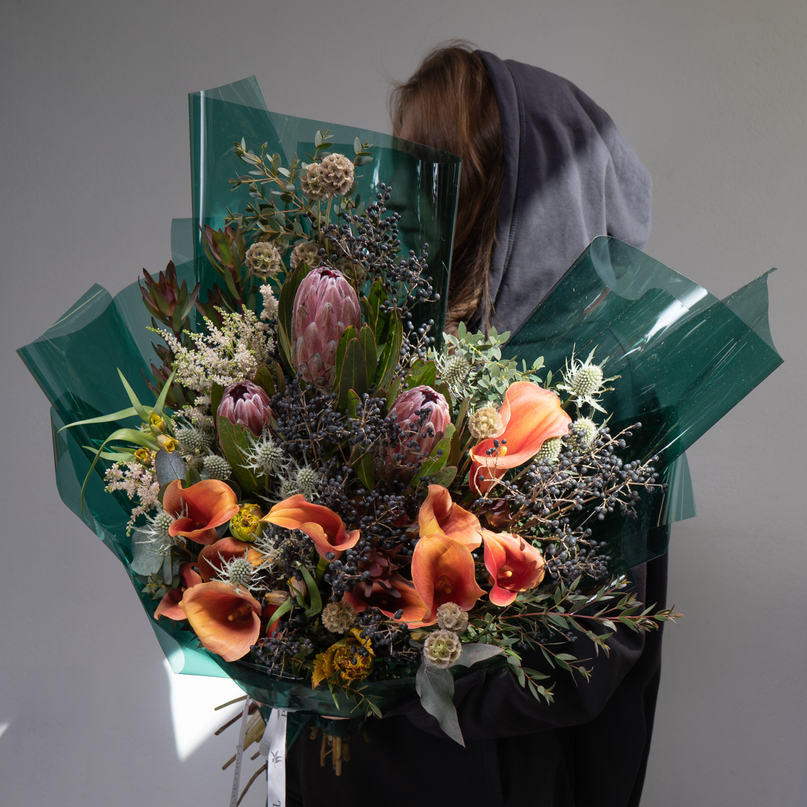 Мужской букет "Папавер" купить в Москве от студии PORTOFLORAL