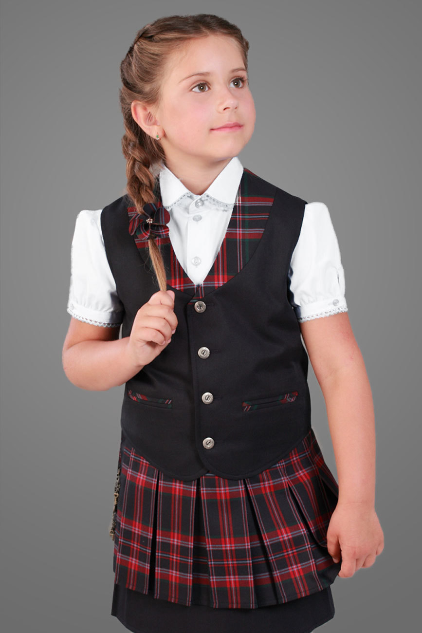 Burgundy semi fitted vest for girls primary school model 103