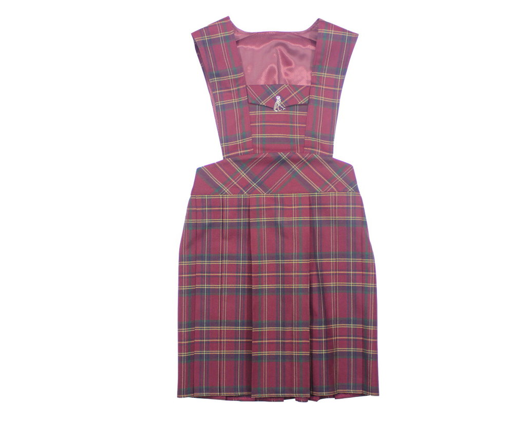 BURGUNDY TARTAN PINAFORE, MODEL 119