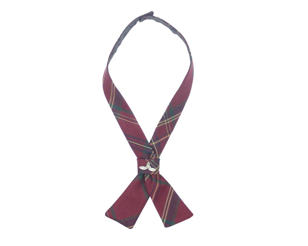 TARTAN BURGUNDY TIE-STRIP FOR GIRL, MODEL 149