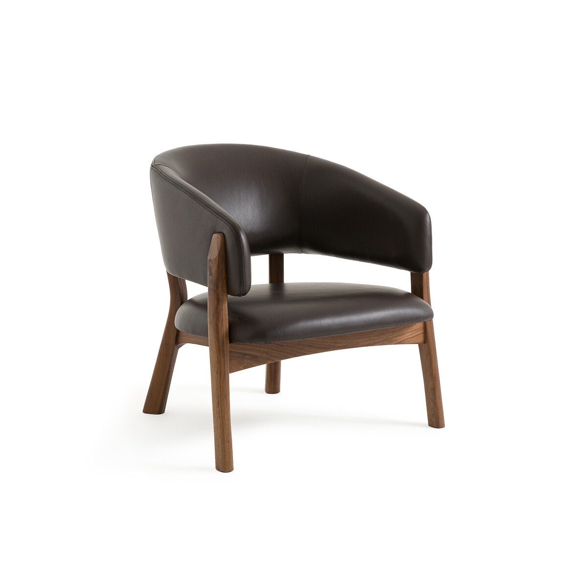 Кресло из массива орехового дерева и кожи