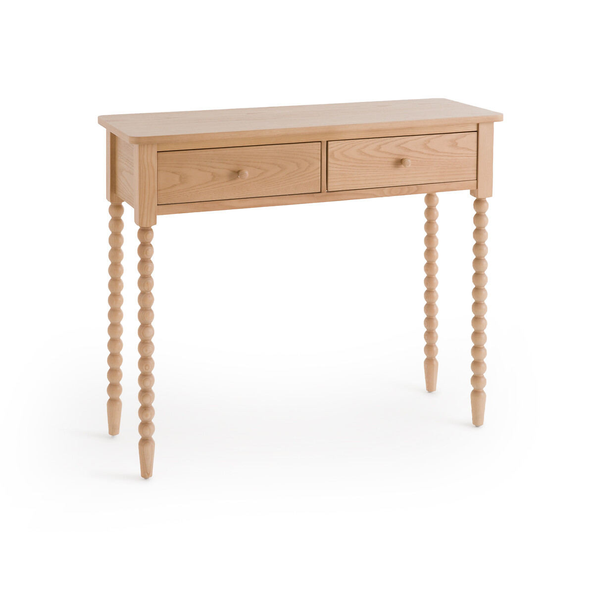 Консоль из ясеня с двумя ящиками и точеными ножками