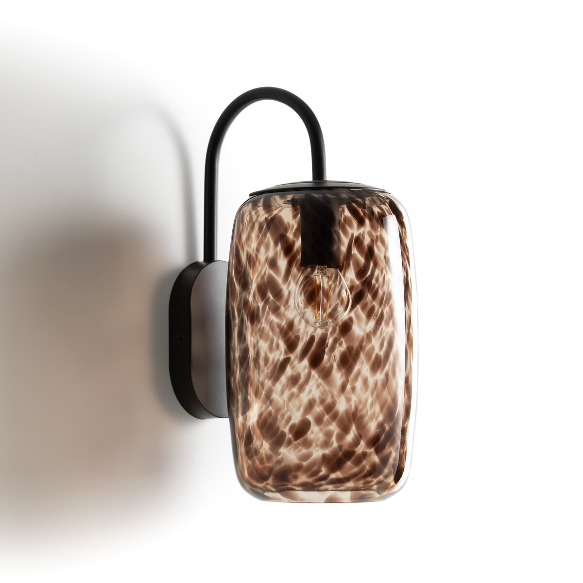 Настенный светильник из металла и янтарного стекла