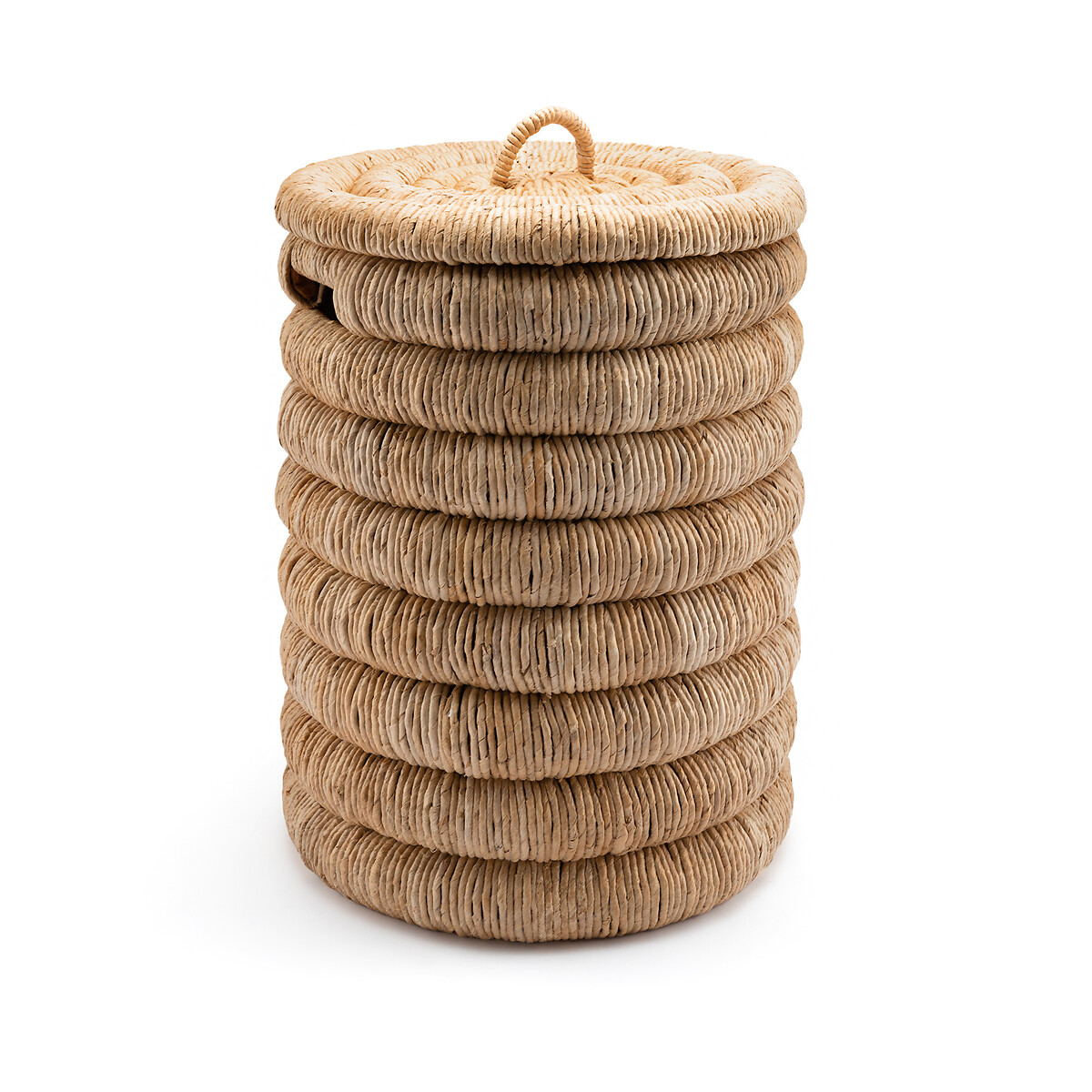 Корзина круглая с крышкой из плетеного бананового дерева