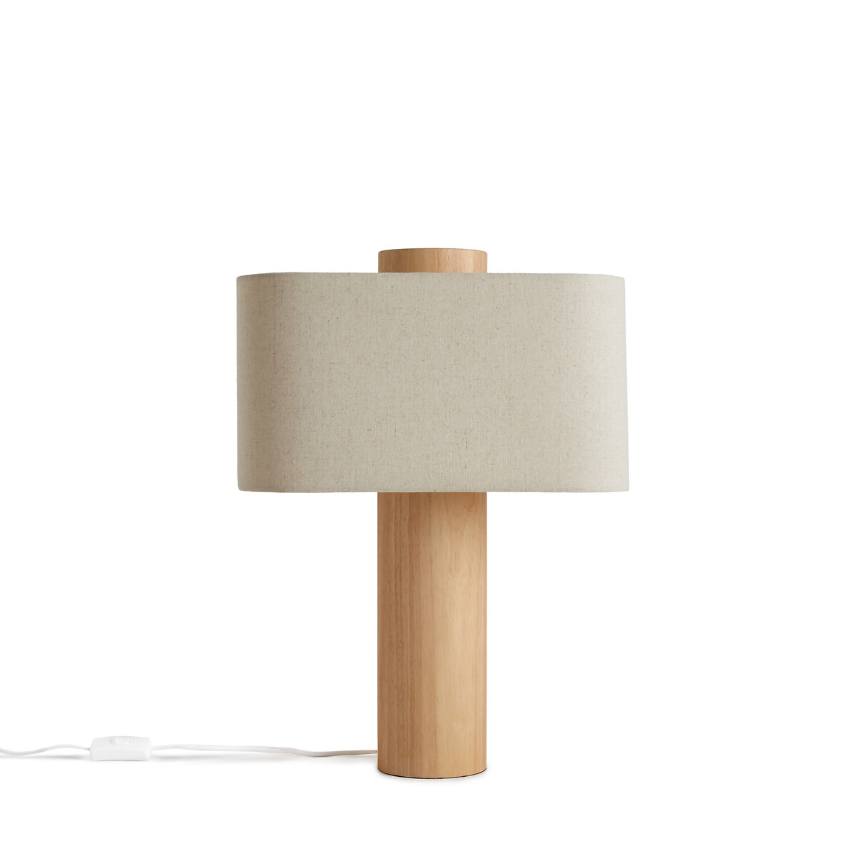 Настольная лампа из гевеи и льна