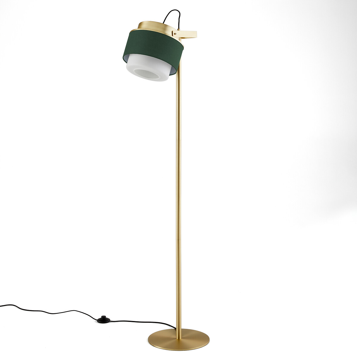 Регулируемый торшер из латуни, опалового стекла, хлопка