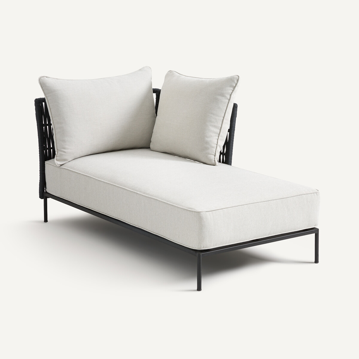 Кушетка двухсторонняя с плетеными ремешками (серый меланж)