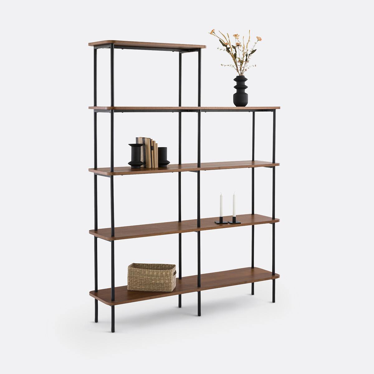 Этажерка асимметричная из шпона орехового дерева( темное дерево)