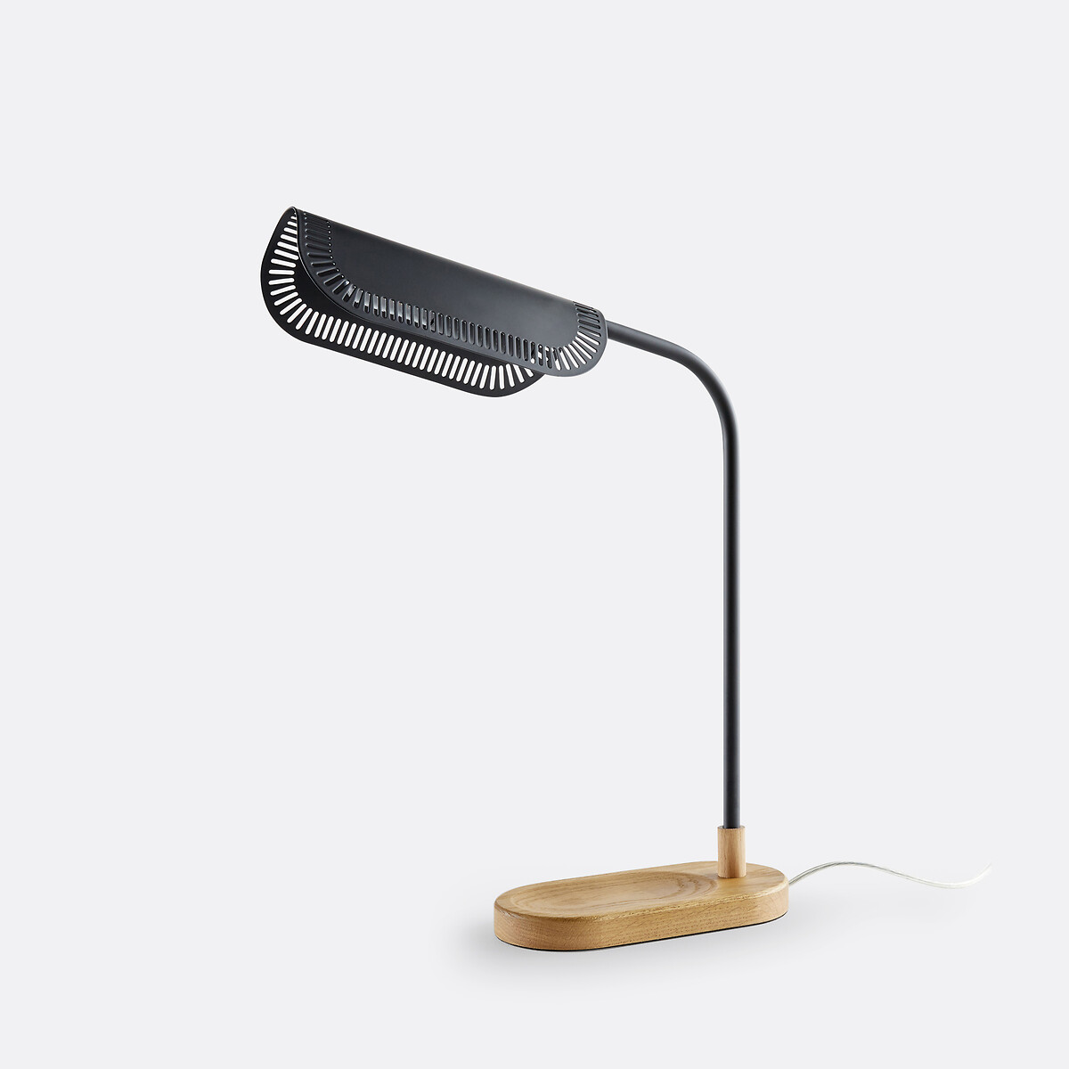 Поворотная настольная лампа из металла и дуба