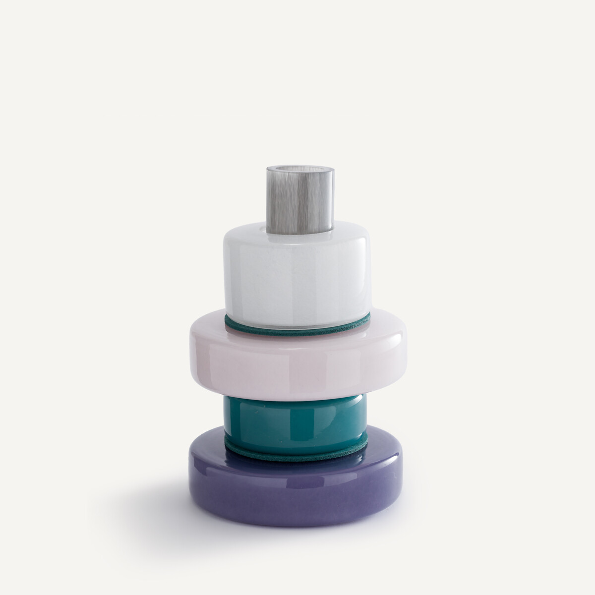 Ваза из выдувного стекла с 4 кольцами, В25 см