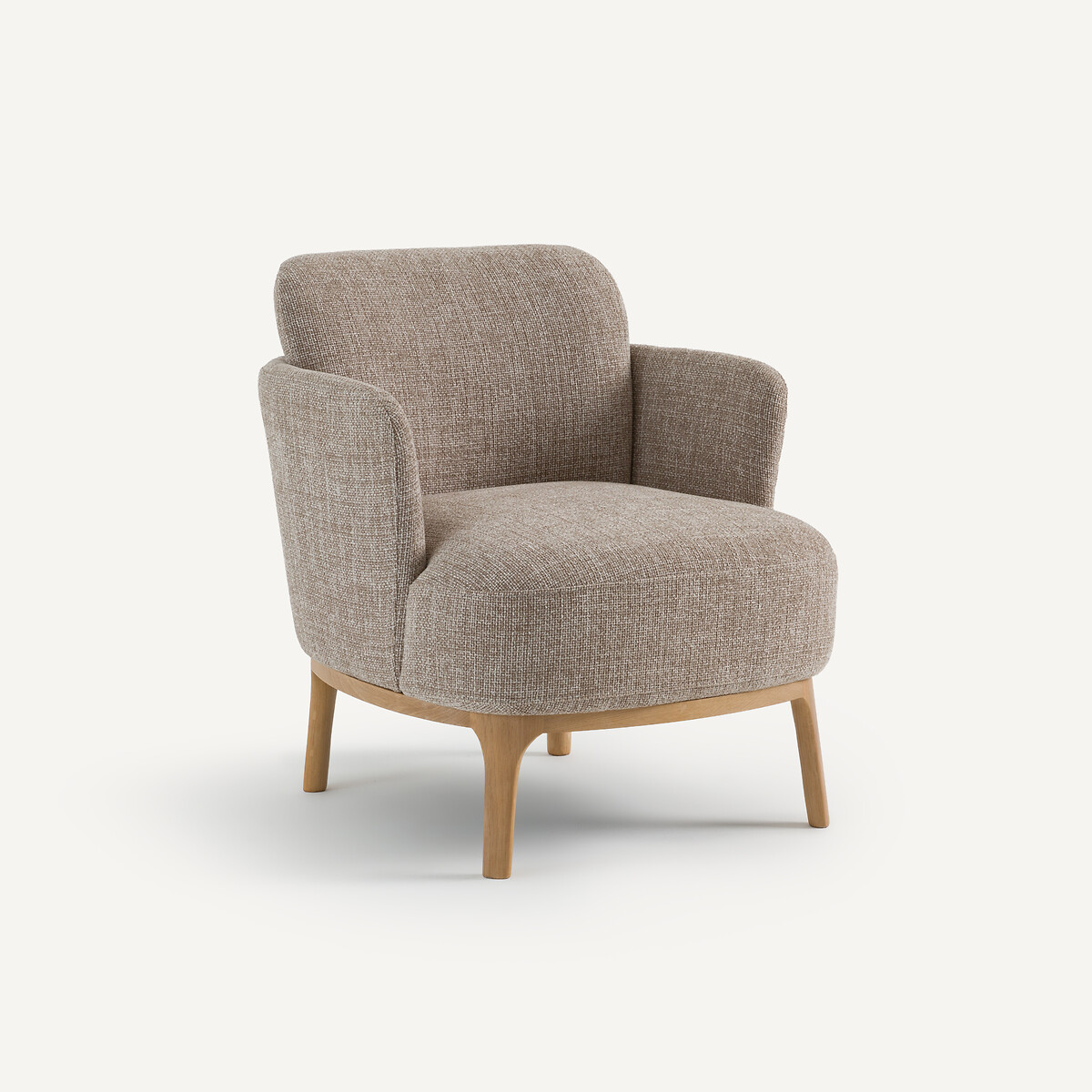 Кресло из меланжевой ткани и массива дуба