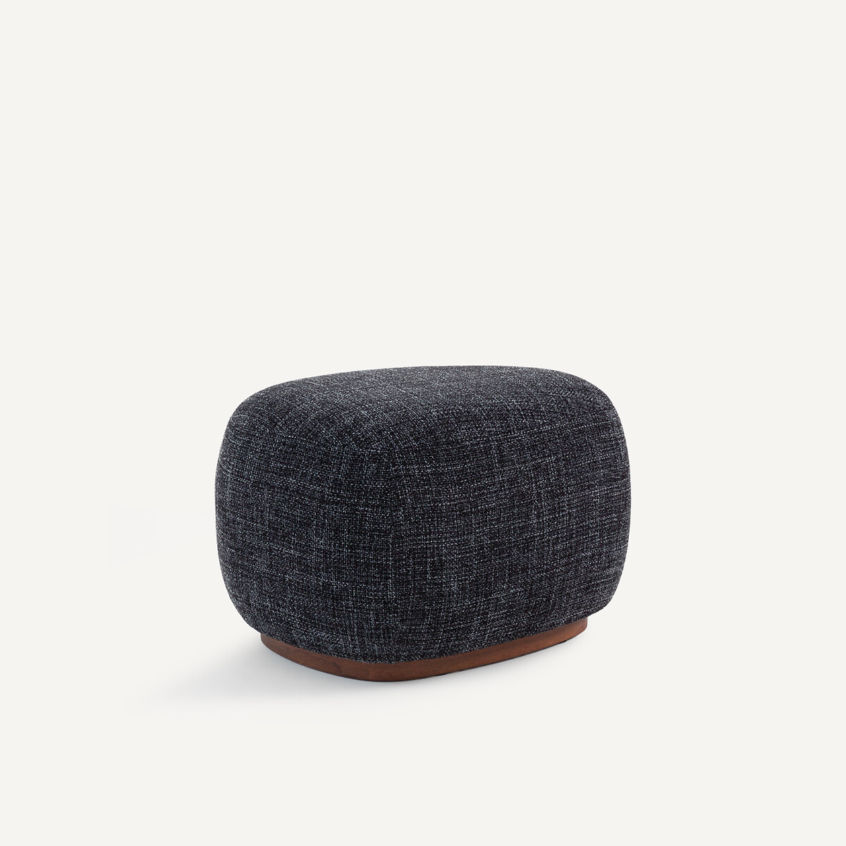 Пуфик-подставка для ног из текстурированной ткани и основания из массива ореха