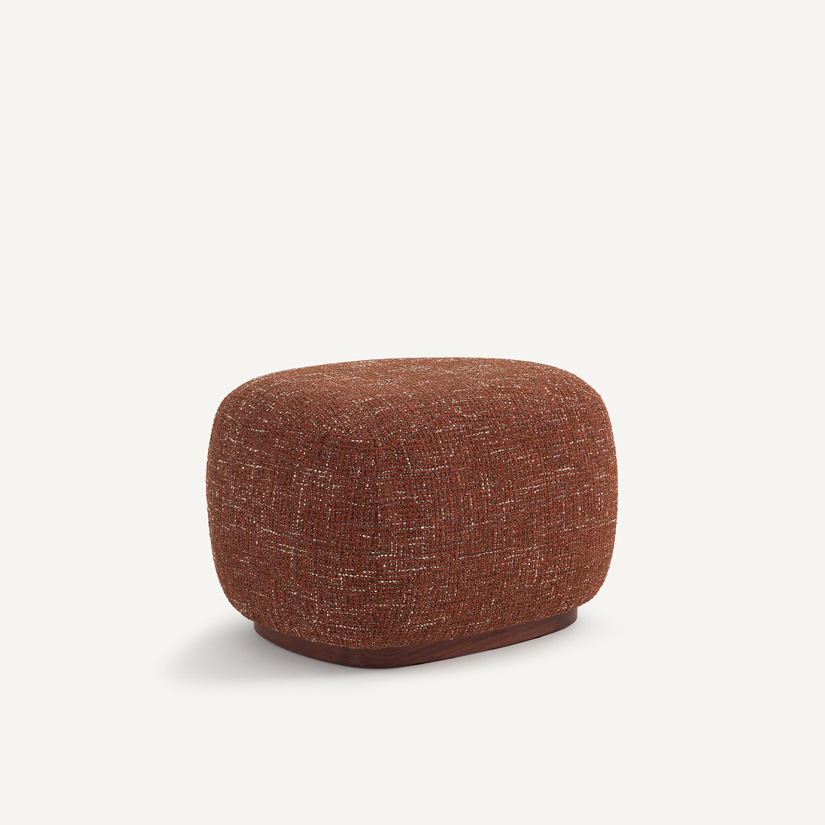 Пуфик-подставка для ног из текстурированной ткани и основания из массива ореха (красный-кирпичный)
