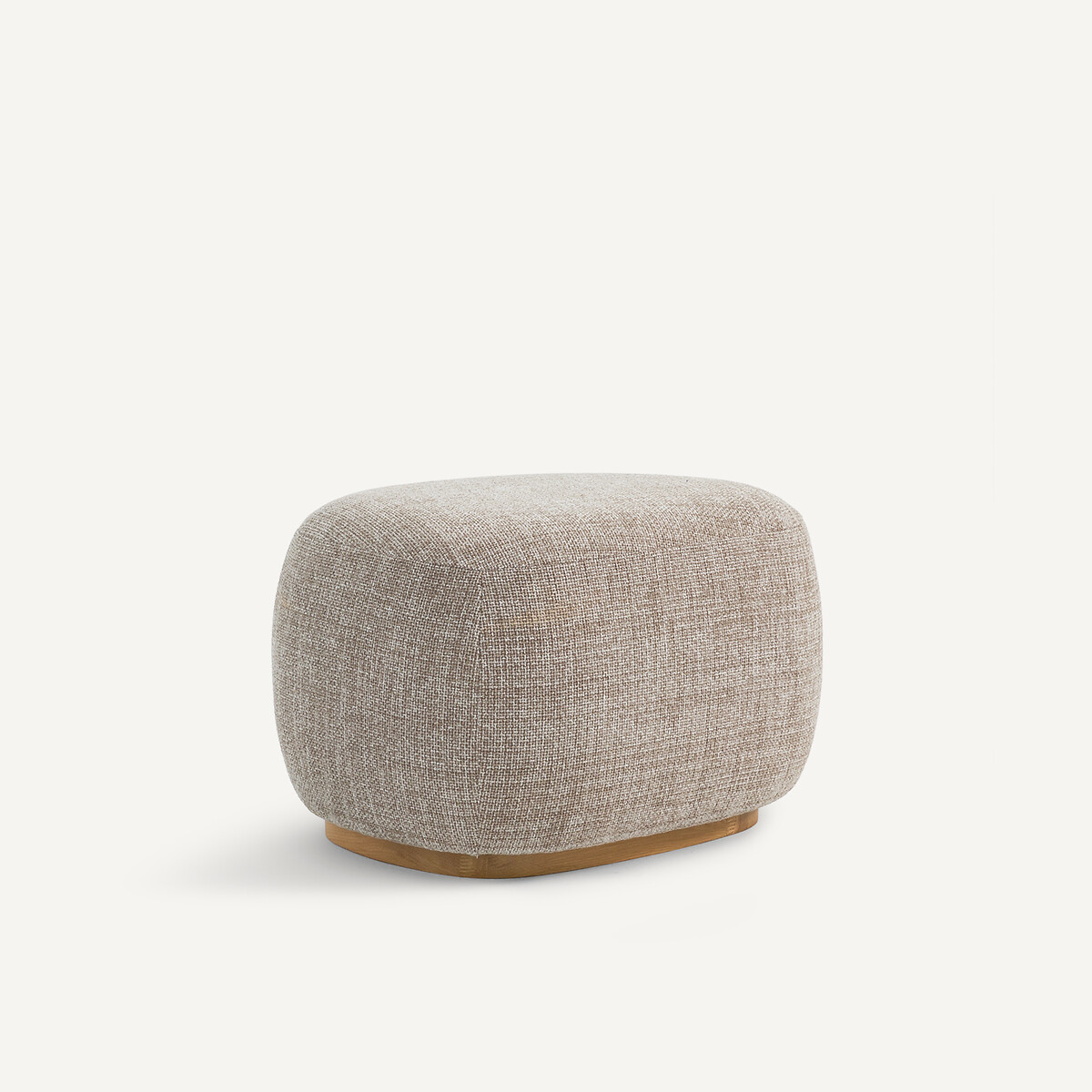 Пуфик-подставка для ног из меланжевой ткани и основания из массива дуба