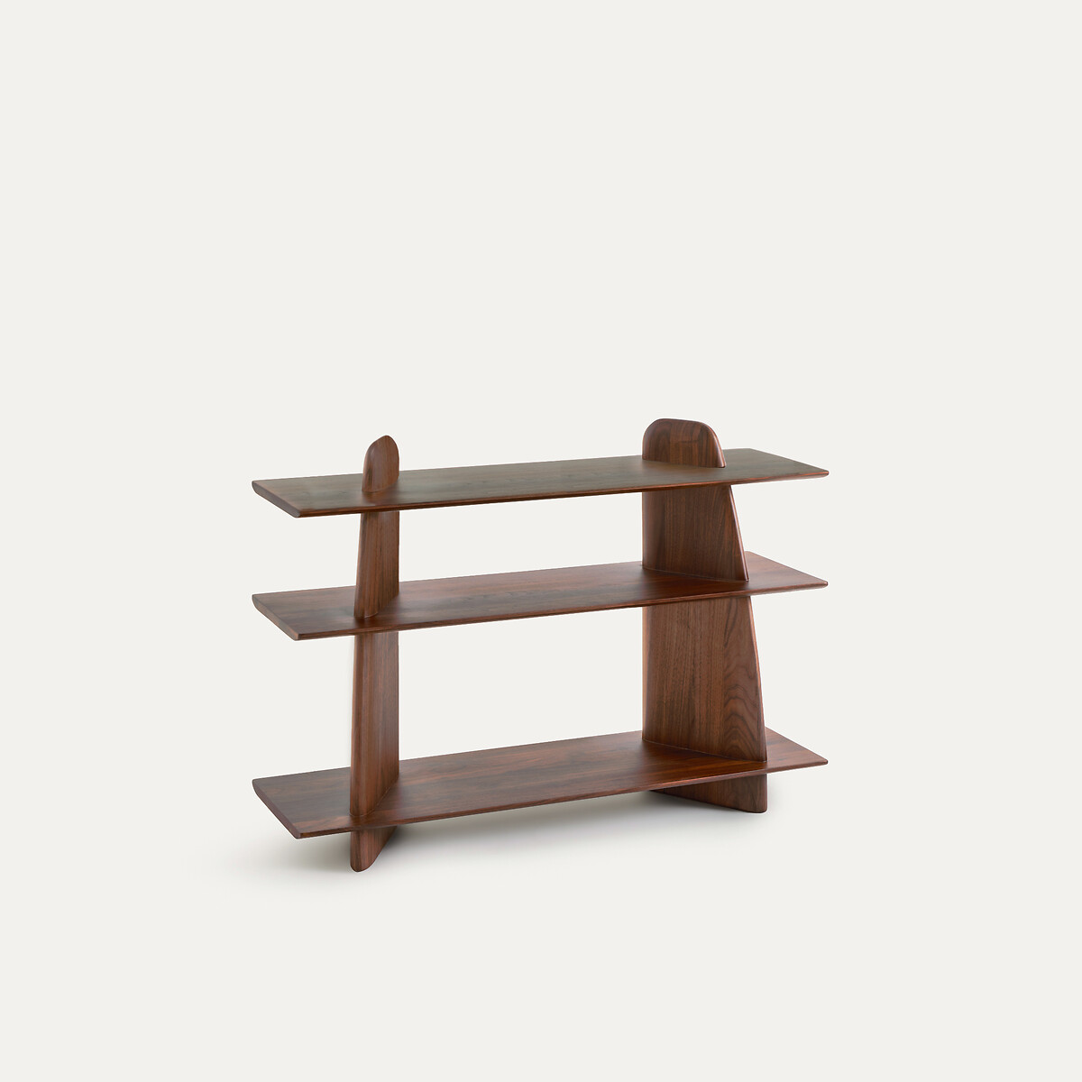 Низкий книжный стеллаж из массива ореха, малая модел